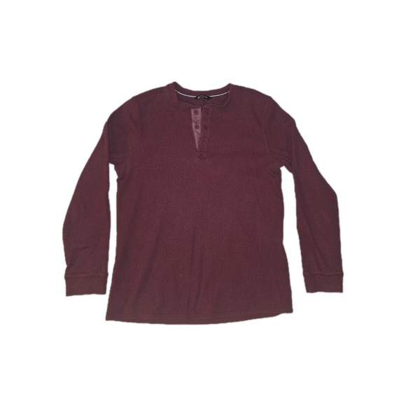 Member's Mark Other - Member's Mark Men's Burgundy Henley T-Shirt L Long Sleeve Cotton Knit Button
